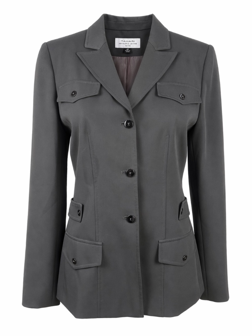 Tahari Arthur S Levine Petite Subtle Green Blazer Size 4P Structured Jacket